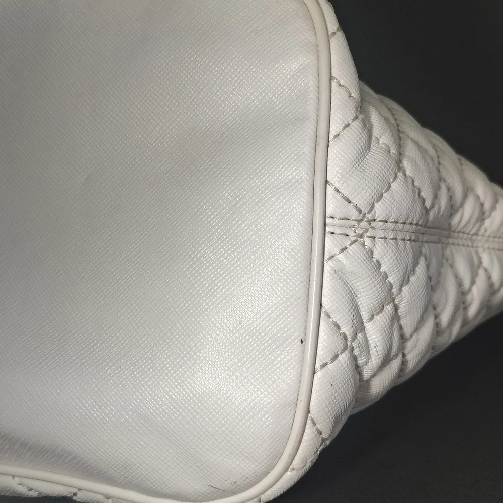 Vintage 2008 Coach 80H2A White Quilted Tote Women's Purse Bag Chain Restored